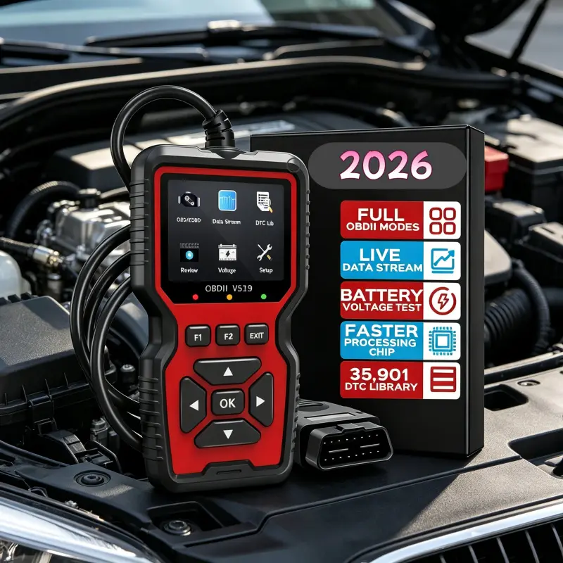 2026 New Powerful OBD2 Scanner Diagnostic Tool - Engine Code Reader, Full OBD2 Features, Reset, Modes 6&8, Suited for DIY Car Owners & Mechanics, Car Voltage Tester, Automotive Diagnostic Scanner, Automotive Diagnosis Scanner