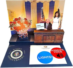 Donald Pop Up Anniversary Card with Light & Sound Featuring Trump's Real Voice, Includes Lighted Visuals, Fun Celebration for Couples and Husbands