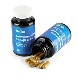 Deha Ashwagandha Shilajit Bacopa Veggie Capsules with Turmeric Amla Triphala for Mood & Stress Support Non-GMO Vegan 30 Count Ayurvedic Supplement