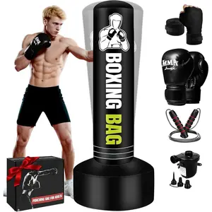 Freestanding Punching Bag for Adults Teens, 70'' Heavy Boxing Bag with Stand with Gloves, Pump and Jump Rope, Women Men Standing Kickboxing Bag for MMA  Muay Thai Fitness Karate  Gym