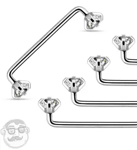 CZ Prong Stainless Steel Internally Threaded Surface Bar CZ Prong Stainless Steel Internally Threaded Surface Bar