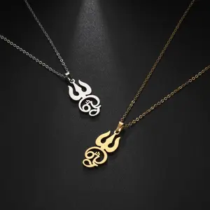 Cazador India Tamil Om Sign Pendant Necklace For Women OM Symbol Stainless Steel Chain Necklaces Indian Jewelry Traditional