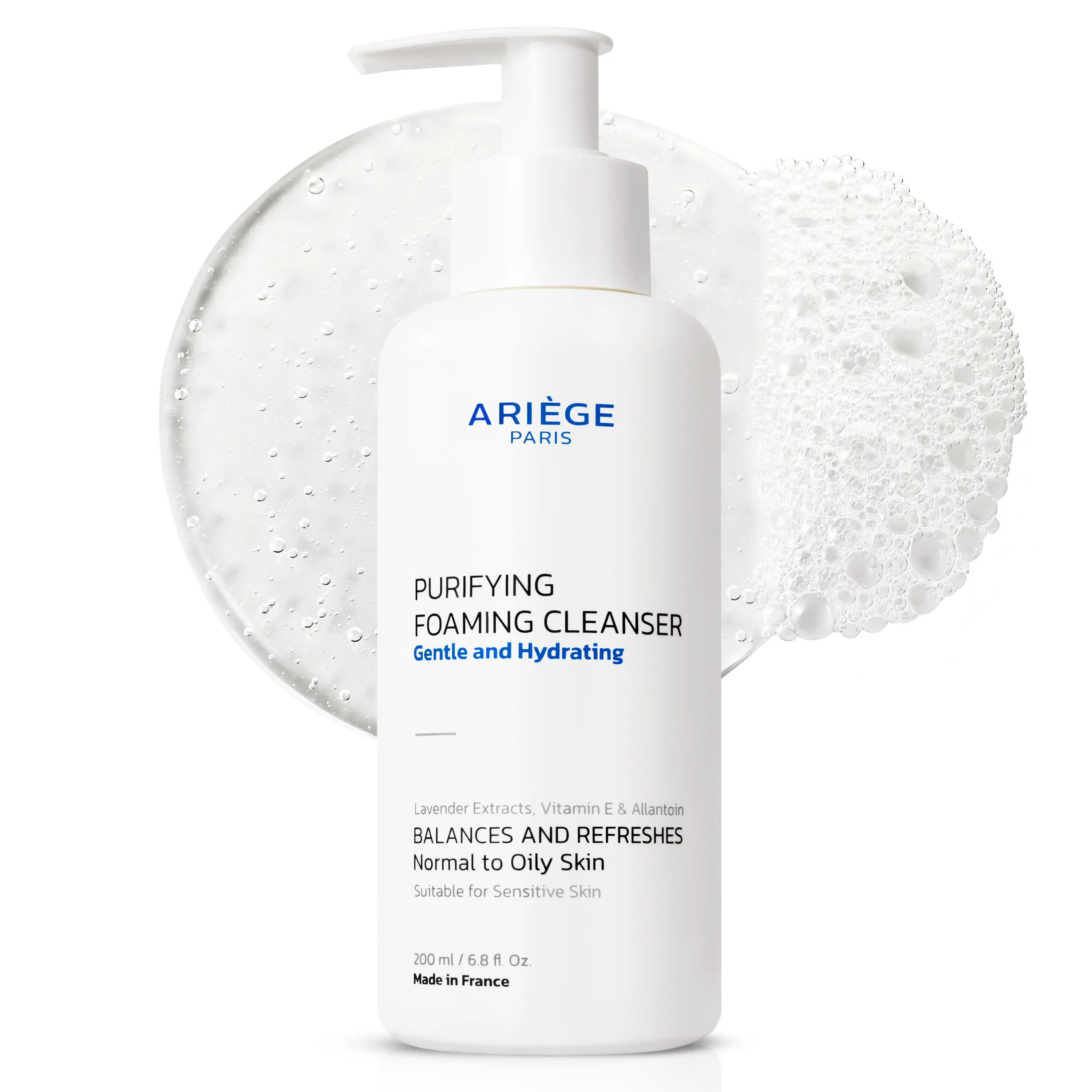ARIÈGE Purifying Foaming Cleanser Daily Face Wash for Normal to Oily & Sensitive Skin, Gentle Non-Drying Gel Cleanser with Lavender, Allantoin & Vitamin E, Paraben-Free, Dermatologist Tested