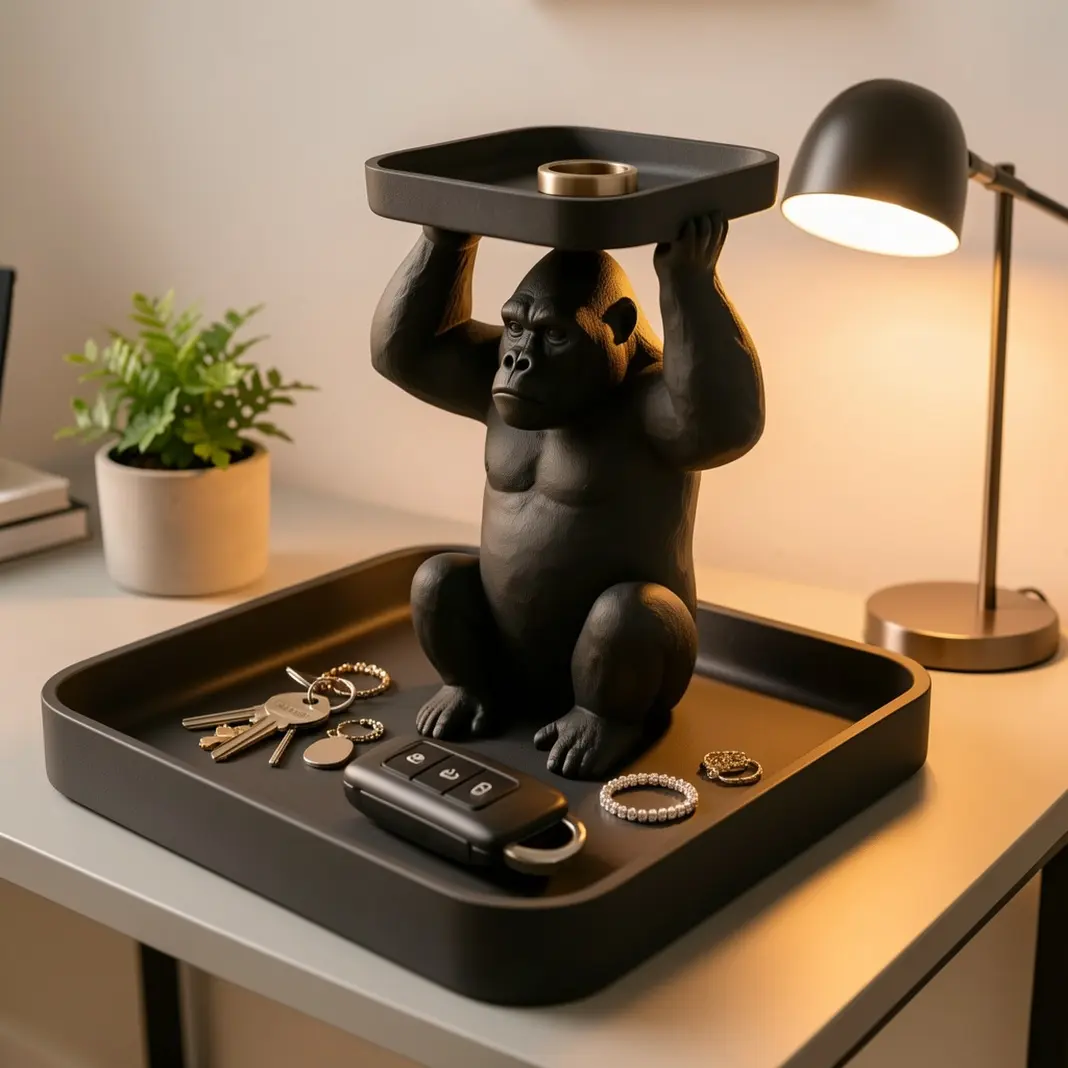 Unique Gorilla Tray Decor - Durable Home & Desktop Organizer for Jewelry, Cosmetics, Keys, Home Supplies Storage & Organization