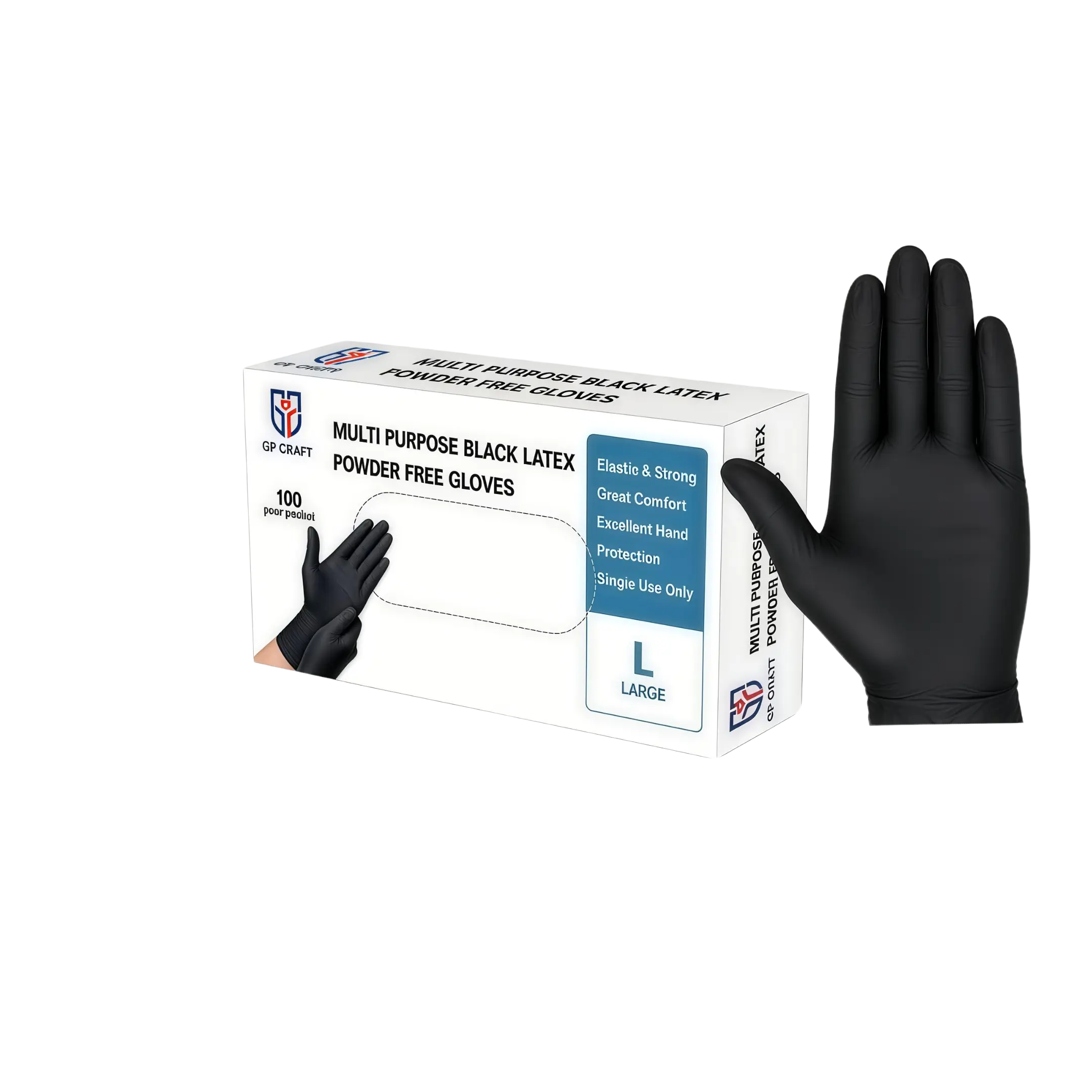 Black Disposable Latex Gloves, 5mil, Powder-Free, Heavy Duty Cleaning Gloves for Kitchen, Bathroom, and Food Prep, Non-Slip Thick Durable