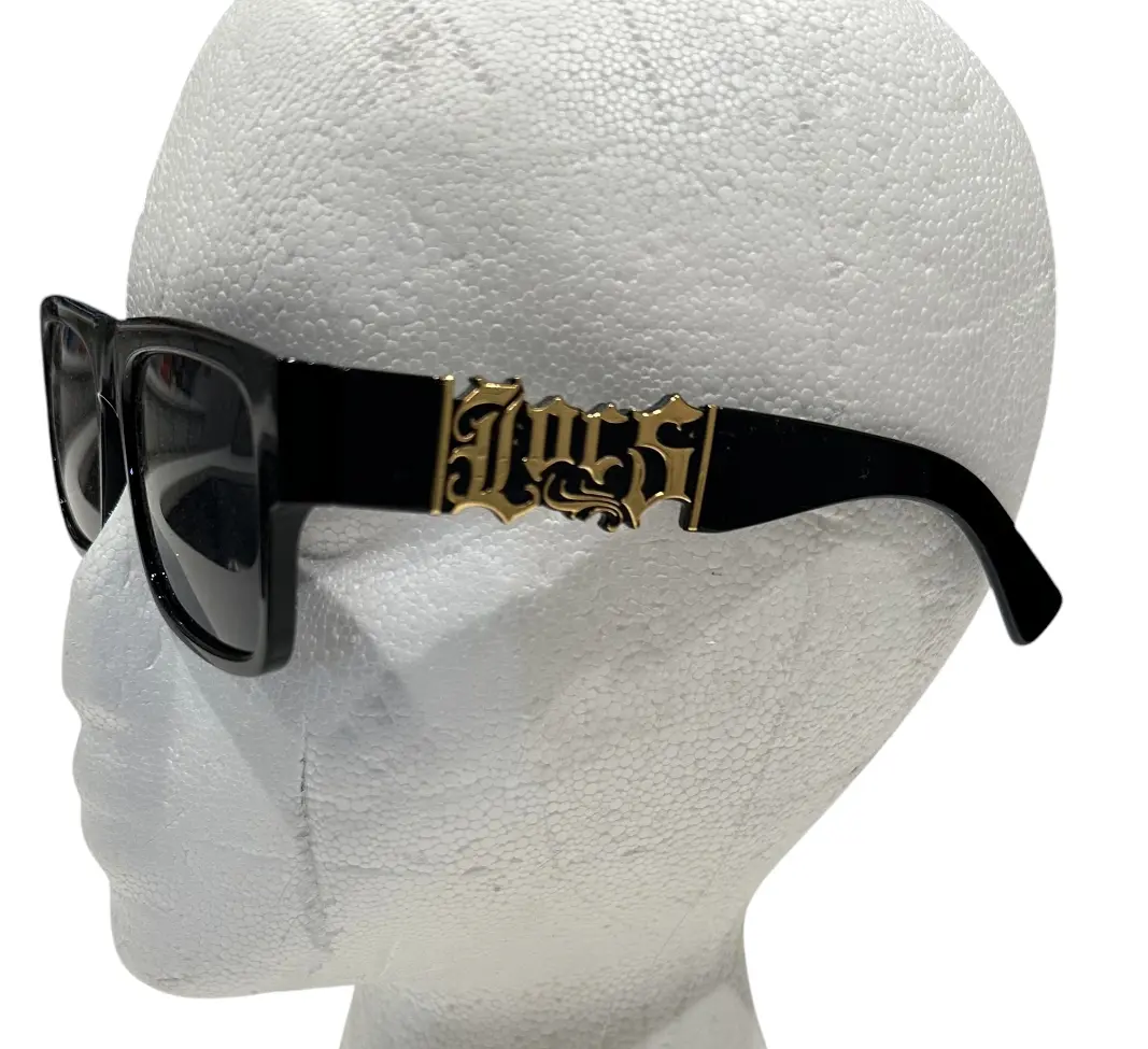 Men's Fashionable Frames Sunglasses - OG Gangster Hardcore Dark Lenses, Black/Gold Full Rim Frame, High-Quality Street Style Shades, Trendy Streetwear Eyewear for Unique Look