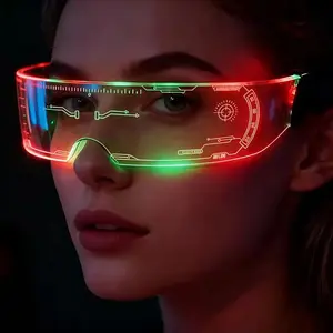 Vibrant LED Glasses, 7 Colors Sci-Fi Glow Atmosphere Light, Cyberpunk Style, Ideal for Weddings, Birthdays, Parties, Music Festivals, Cosplay, Raves, Party Decoration Supplies, Party Props