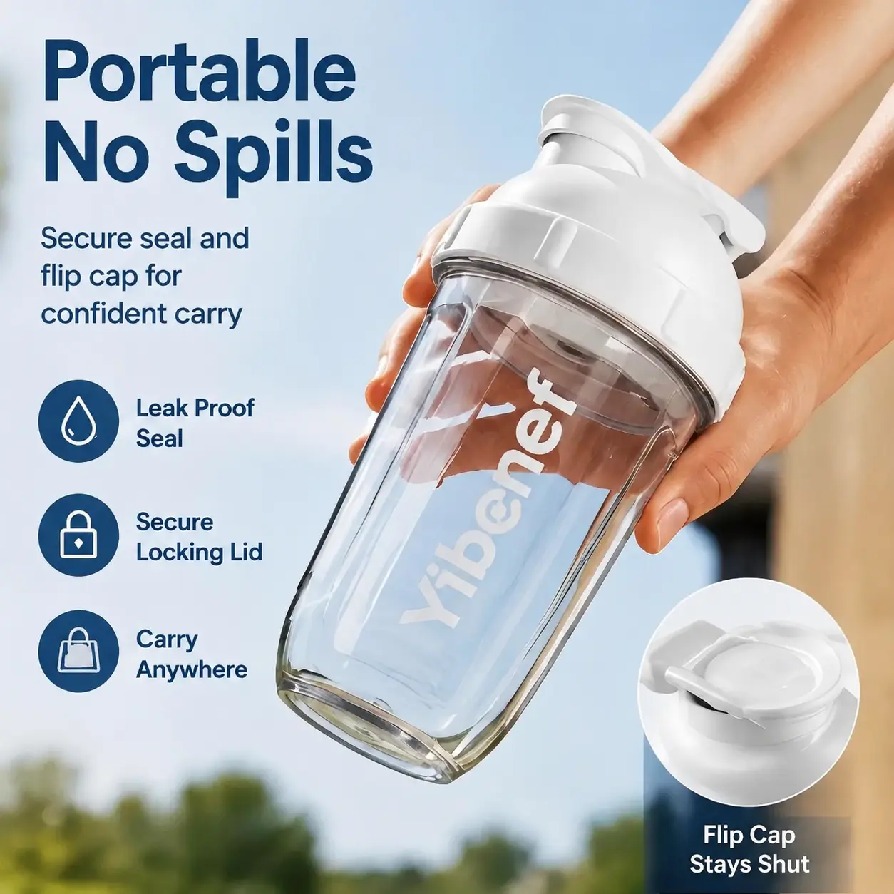Yibenef 500ml Functional Polypropylene Shaker Bottle with Mixing Ball - Leak-Proof, Reusable, Stylish Sports Water Bottle for Clump-Free Mixing, Protein Shakes & Fitness Use