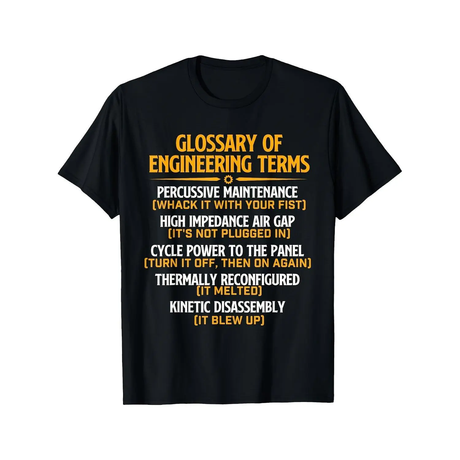 Glossary of Engineering Terms Funny Mechanic Engineer T shirt for Daily Wear 2026 Summer Trendy Streetwear Fashion Top Quality Comfortable Versatile Casual Printed Tee