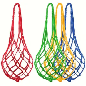 4-Piece hanging chicken feed rack and fruit and vegetable mesh bag - multi-functional and colorful design, suitable for poultry, hens, ducks, durable grid structure for easy hanging, promoting natural feeding and intellectual stimulation Feeder Outdoor