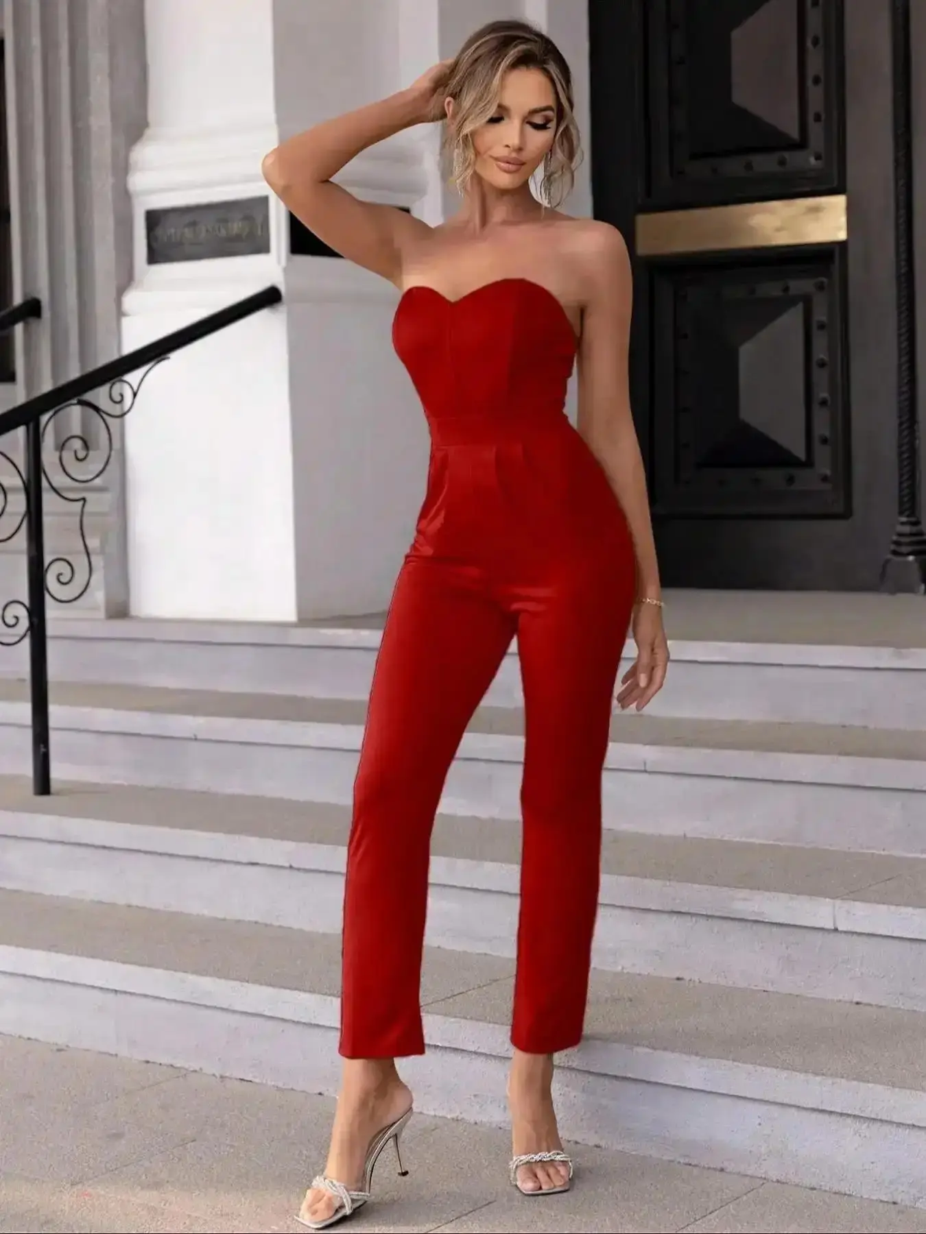 2026 Women's Solid Backless High Waist Tube Jumpsuit,  Summer Clothes Women, Sleeveless Strapless Jumpsuit for Party Club Dating, Ladies Summer Clothes