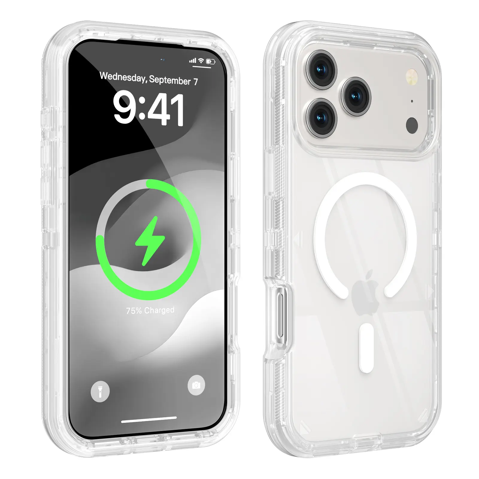Dual Layer Case for iPhone 17 Pro Max 17 Air 16 15 14 13 Pro Max, Compatible with MagSafe, Heavy Duty Shockproof Protection Phone Cases, Anti-Drop, Transparent Magnetic Phone Case