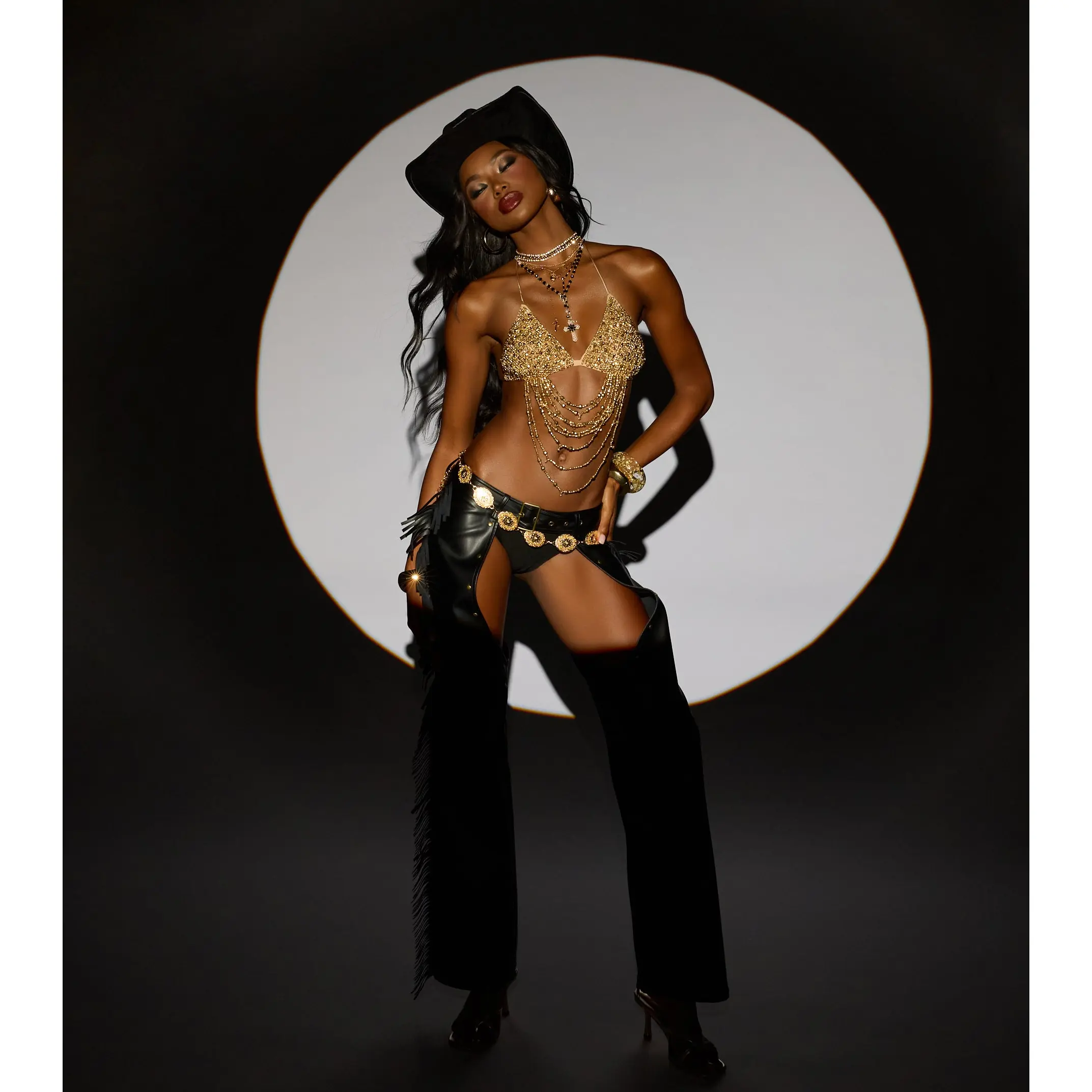 Outlaw Mood Faux Leather Fringe Chaps Outlaw Mood Faux Leather Fringe Chaps