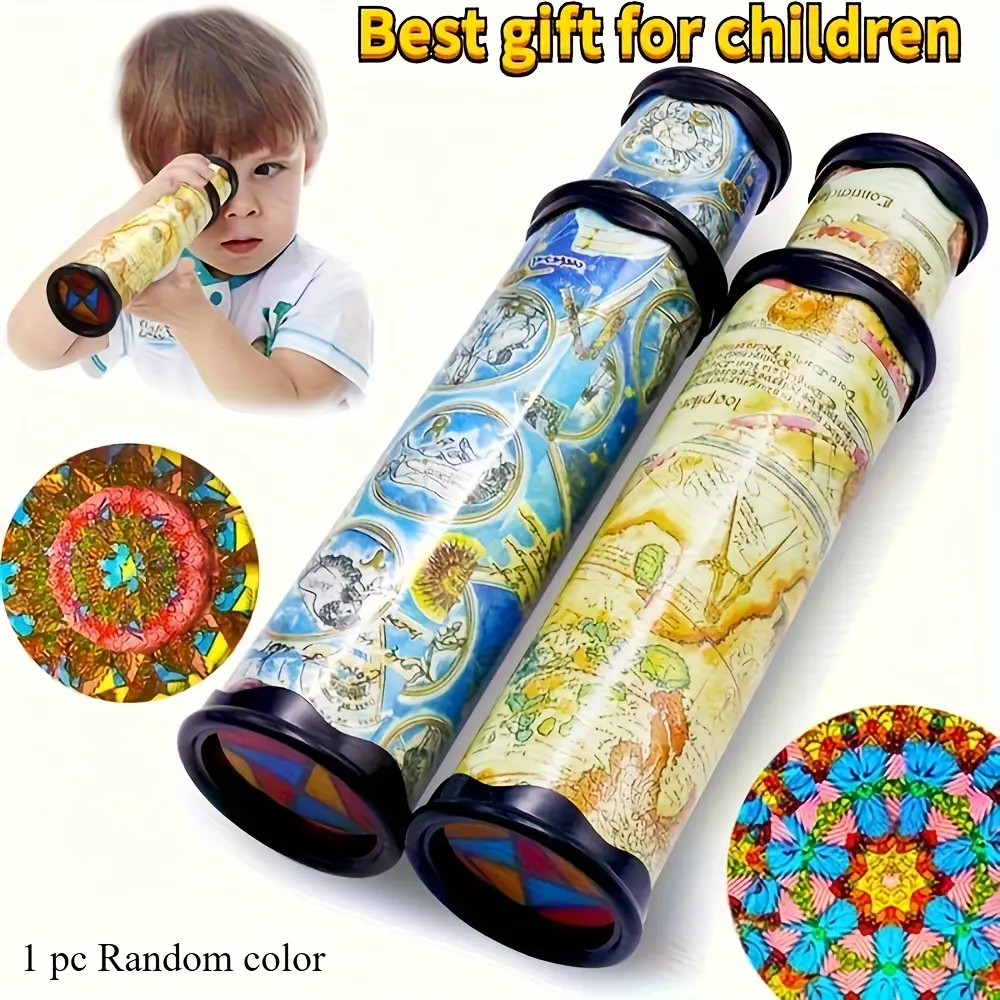 Classic Novelty Colorful Map Pattern Unisex Kaleidoscope, 1pc Random Yellow-Blue Color, Kids Sensory Toy for Imagination & Focus, Collectibles