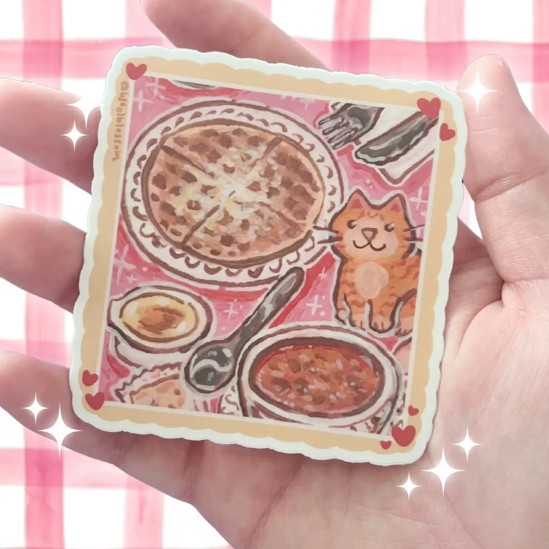 Waffle Home Kitty ~ Sticker