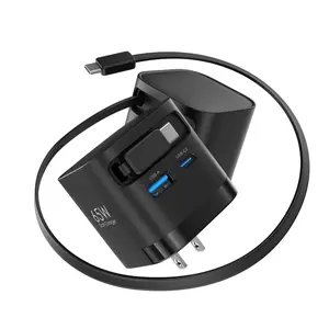 TOPADRE 65W/35W Portable Charger – 70CM Retractable Cable, Fast Charging for MacBook, USB-C & USB-A Ports, Charge 3 Devices Simultaneously, Compatible with iPhone, Samsung, Pixel, MacBook, Switch, Travel & Home Use