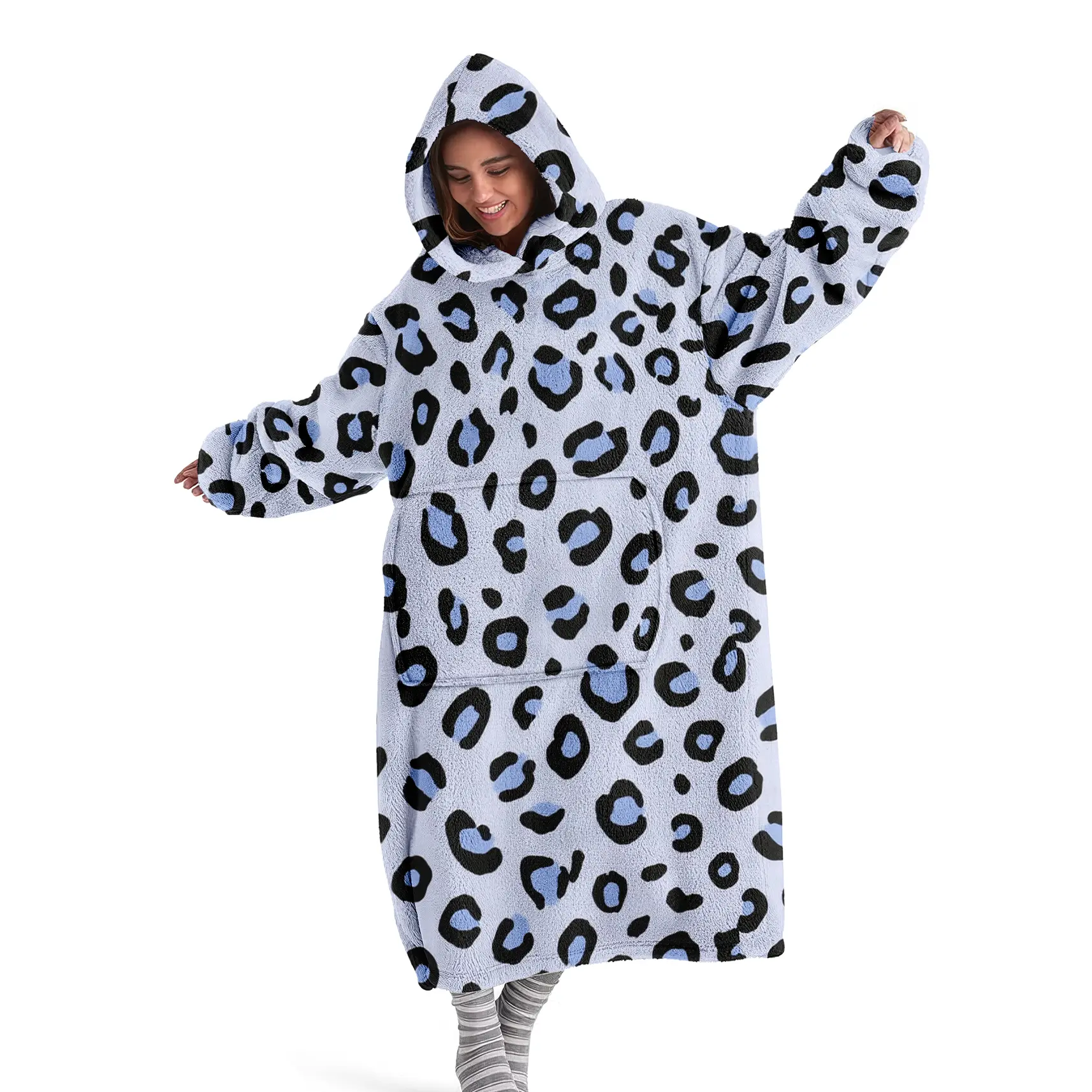 hoodie blanket，Wearable Blanket，Cozy Hooded Blanket Wearable Leopard Print Hoodie Blanket, Soft Warm Oversized Throw for Sofa Home Leisure Air Conditioning Nap Office Bed Camping Travel Gift，Christmas Gift,Valentine's Day gift
