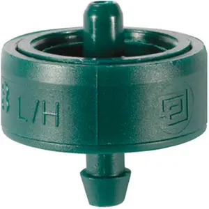 212 MAIN Dig W222A Drip Irrigation Button Dripper - 2 GPH, Labyrinth Passage, Turbulent Flow, Green, 5 Pack