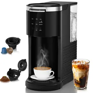 Coffee Machine K-Cup Pods & Ground Coffee Maker, Latte and Cappuccino Maker, 5 Brew Sizes Up To 14 Oz, with 40oz Removable Water Tank, Self-cleaning Function, Black