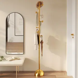 Guyii Gold Metal Coat Rack Stand Freestanding with Hooks for Entryway Hallway Bedroom Office Heavy Duty Safe Use 9.84"D x 9.84"W x 73.03"H Modern Sturdy Organization