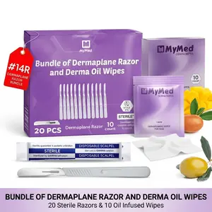 Professional 14R Scalpels & Oil Wipes. Ultimate Dermaplaning Essentials Kit