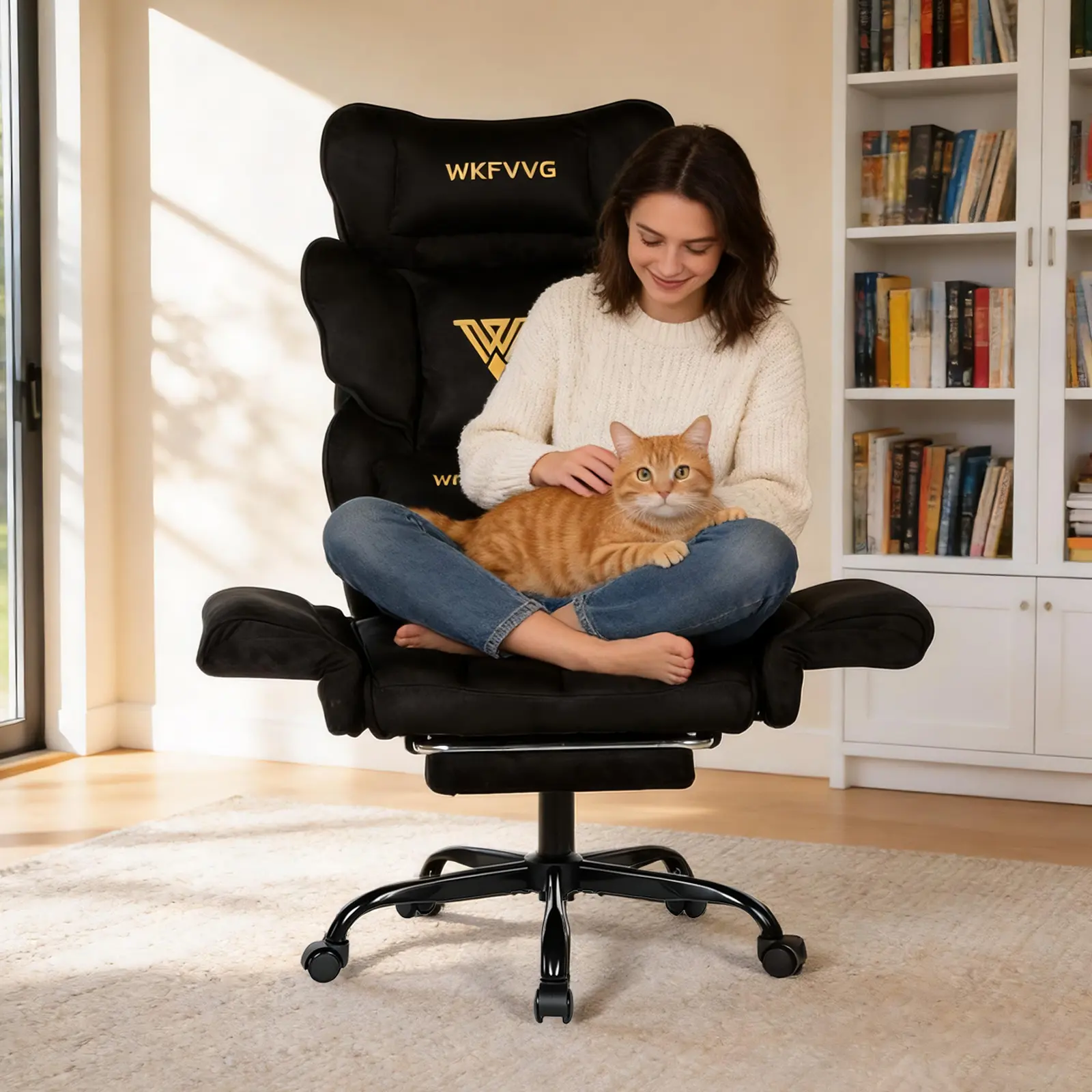 YUBAO Most Comfortable Sofa Chair, Oversized Widened Office Chair, Flip-out Armrests Suitable For Pets And Cross-leg Sitting, Footrest Allows Flat Reclining, Ergonomic Gaming Chair, Quiet Spring Suspension In A Bag Design, Comfortable Lumbar Support