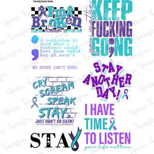 I'm Broken Mini DTF Transfer Gang Sheet 24.5" wide x 36" long. Direct To Film Mini Gang Sheet
