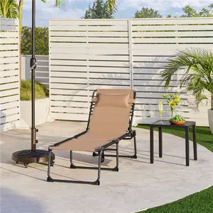 Costoffs Adjustable Folding Tanning Chair - 5-Level Portable Outdoor Sun Lounger, Patio Outdoor Furniture, Patio Chairs for Deck & Backyard Summer Use,summervibes