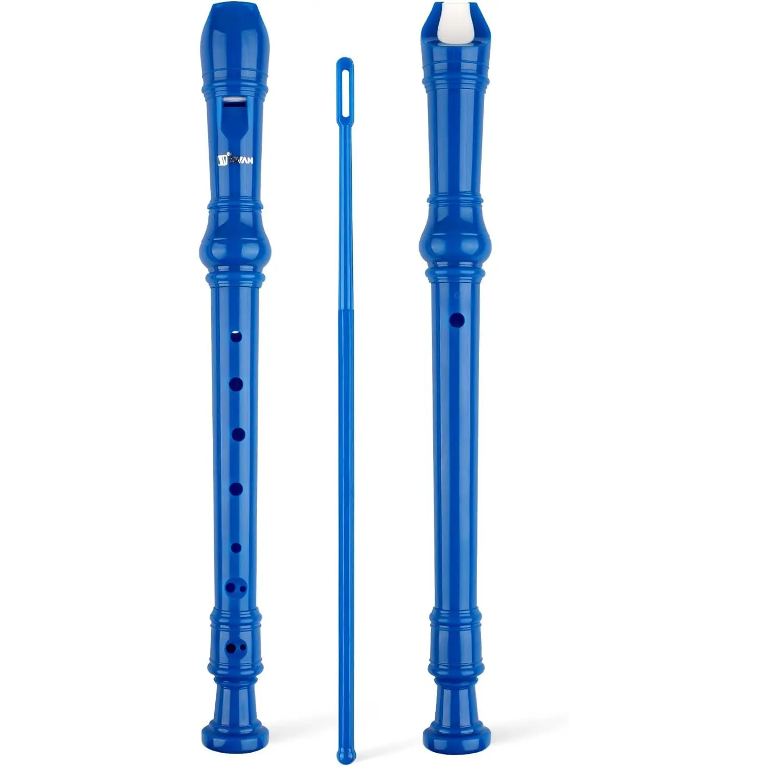 Soprano Recorder Instrument for Beginners Student -  Fingering 8 Hole Flute Detachable 3 count Descant Recorder with Cleaning Rod and Fingering Chart for  over 6 , Royalblue