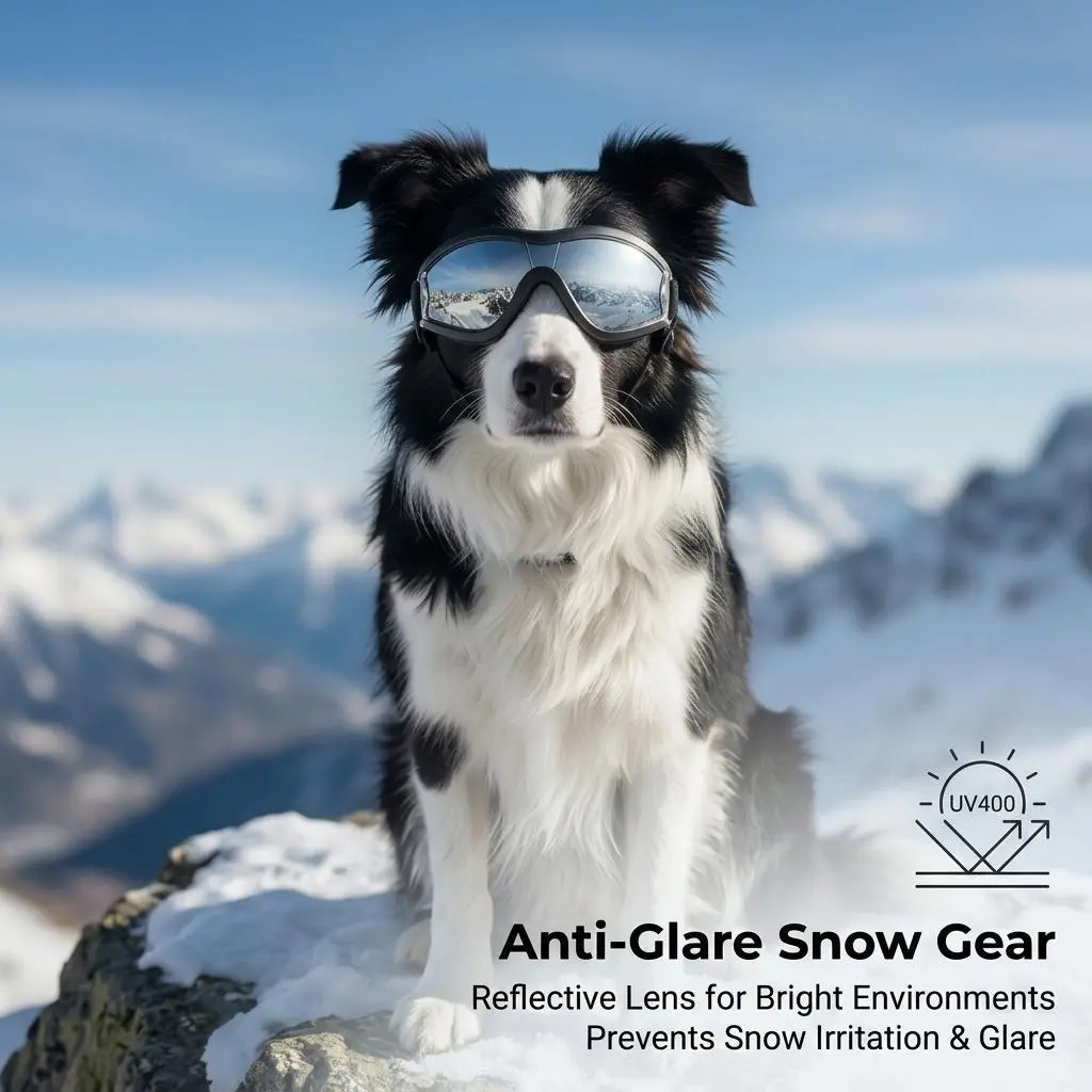 Adjustable Pet Goggles Sunglasses, Windproof UV Protection Anti-Fog Dog Cat Eye Glasses with Soft Elastic TPU Frame, for Motorcycle Riding Hiking Snow Travel Daily Photos
