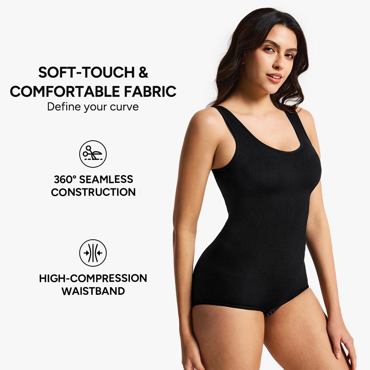 | Buy 1 Get 1 Free | Nebility 2 Piece Women's Seamless Round Neck Shapewear Bodysuit, Comfortable Basic Minimalist Womenswear for Daily Wear with Cinched Waist Affordability Blue SpringStatements