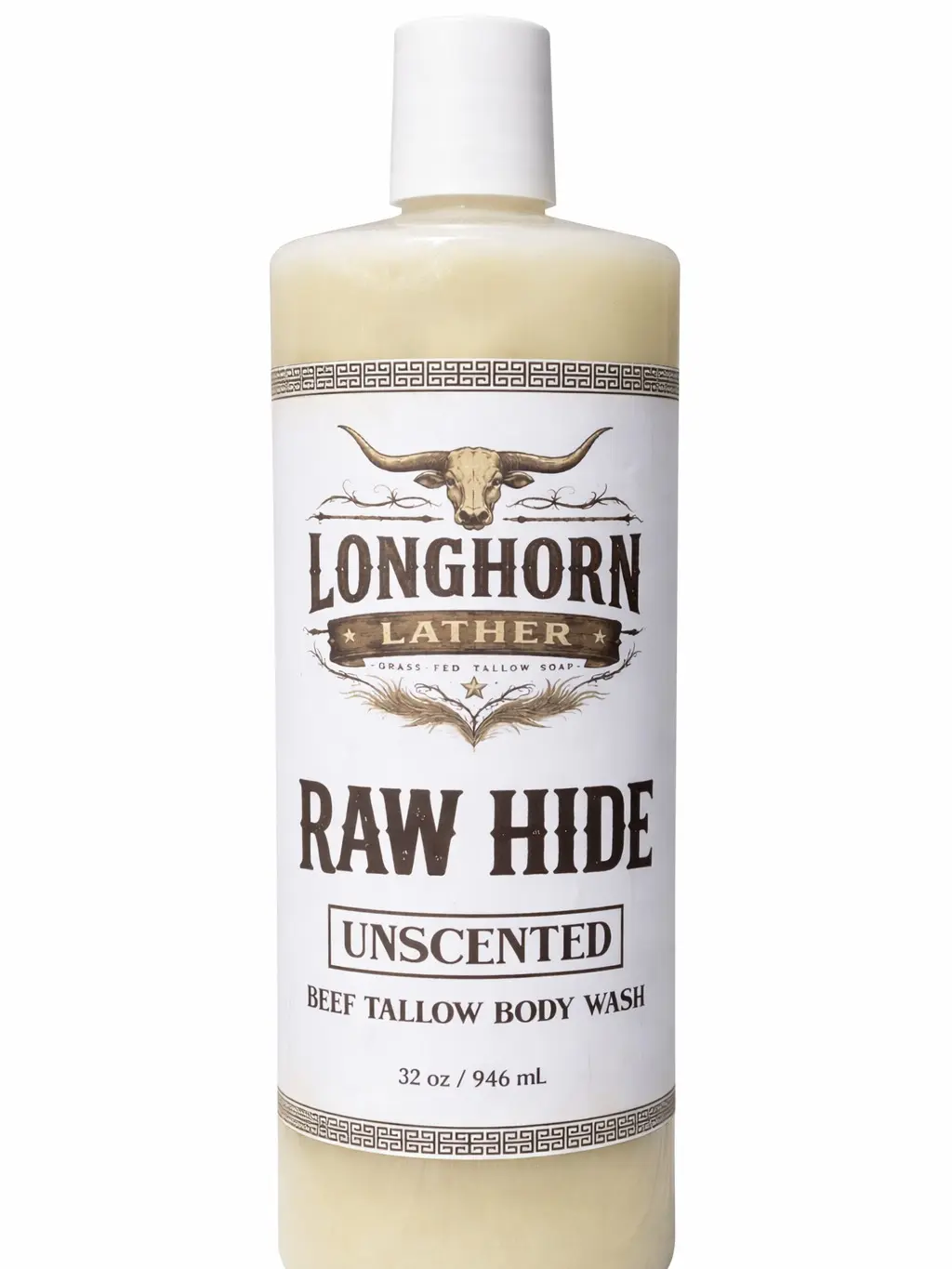 Beef Tallow Body Wash, Unscented Liquid Soap with Shiitake & Lion's Mane Extract for Skin Repair & Deep Cleansing - 32 oz, Raw Hide, Lions Mane Extract, Cleanser, Coconut Oil, No Gimmicks, Shiitake Extract