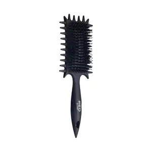 Red By Kiss Curl Art Styler Dual Brush with Nylon & Boar Bristles for Enhanced Curl Shine Gentle Glide No Snags Versatile Styling Tools