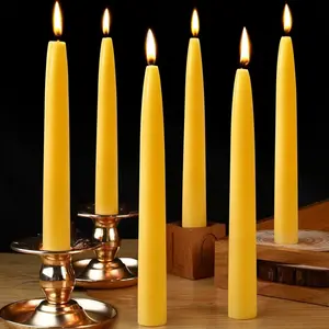 6 Pack Beeswax Taper Candles 8 Inches Smokeless Natural Beeswax with 8 Hour Burn Time, Ideal for Home Prayer, Decoration & Gifts for Christmas and Thanksgiving