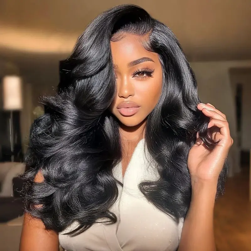 【LIVE SALE】Sunber Pre-Styled Body Wave Lace Frontal Wig with Side Bangs Layered Cut Human Hiar Wigs-No-Fuss, Glueless & Ready to Wear Wig Pre Cut Pre Bleached Pre Plucke 180% Density