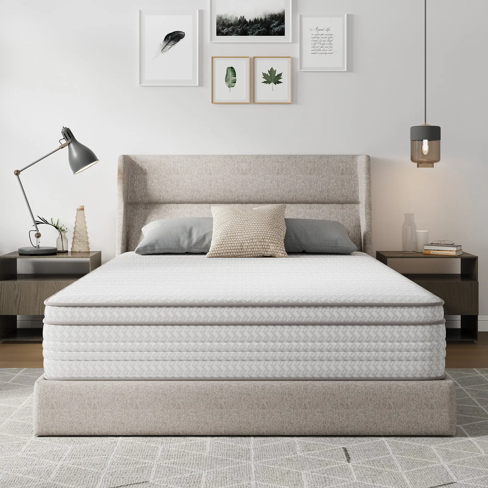 Fiberglass-Free &Twin/Full/Queen/King Mattress  10/12/14 Inch-Perfect Balance of Softness & Firmness: High-Quality Mattress for All Sleepers & Body Alignment-Motion Isolation Mattress
