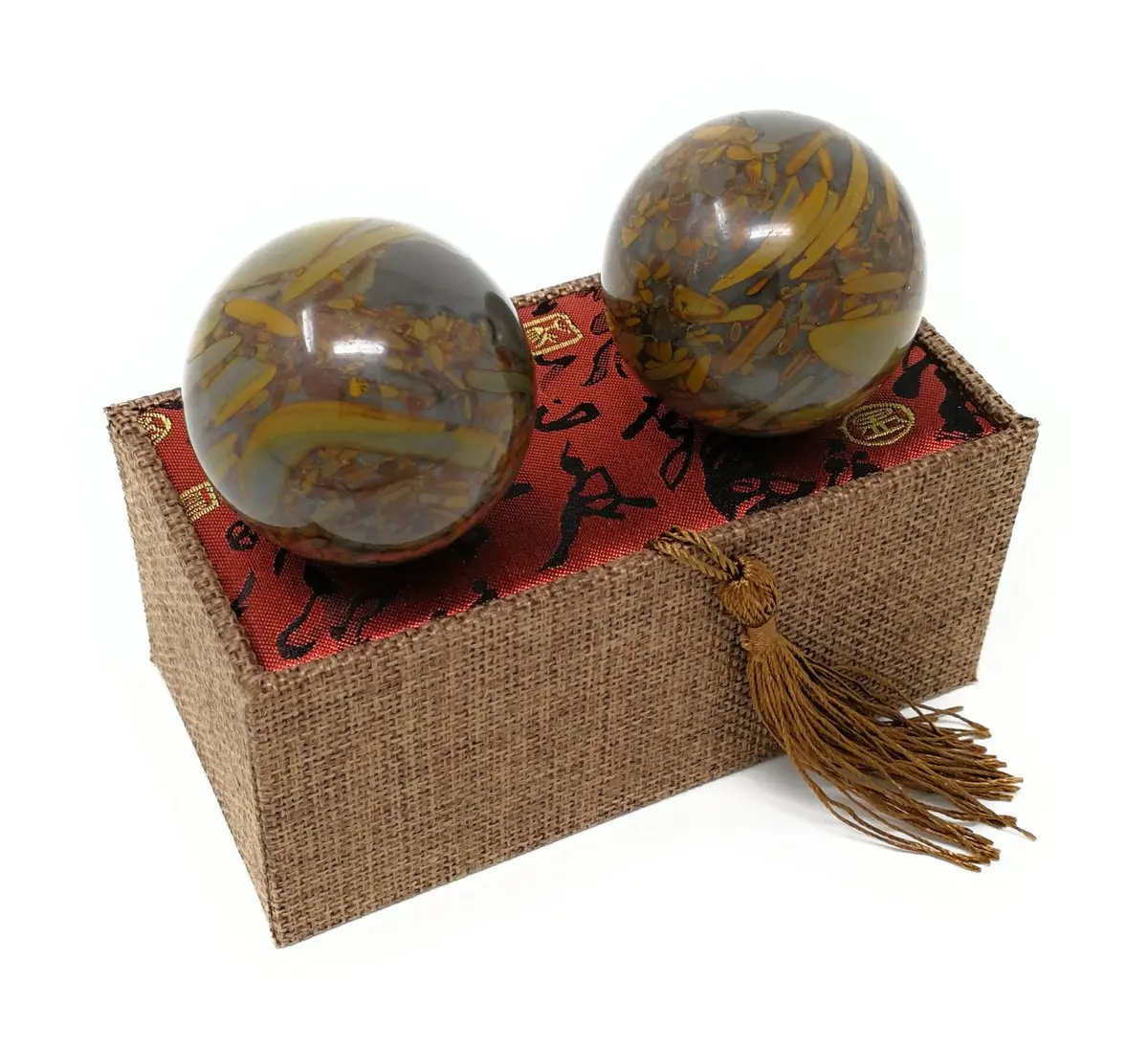 Thy Home Cyan Nuwa Natural Stone Baoding Balls - Bamboo-Designed Manual Massage Tool, Body Care Relaxation Aid, Beauty & Personal Care Gift