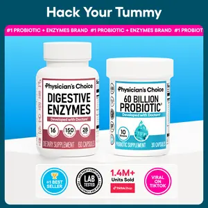 Physician's Choice Hack your Tummy Bundle: Bloating, Digestion & Immune Support for Men & Women with Digestive Enzymes & 60 Billion Probiotic