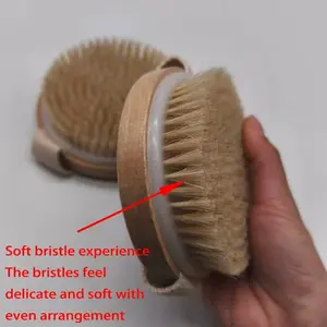 Handheld Massage Bath Brush, Soft Bristle Body Scrubber, Round Shower Brush, Exfoliating Brush, Pig Hair Exfoliator, Shower Bath Tool, Body Brush For Showering, Perfect for Relaxing Baths