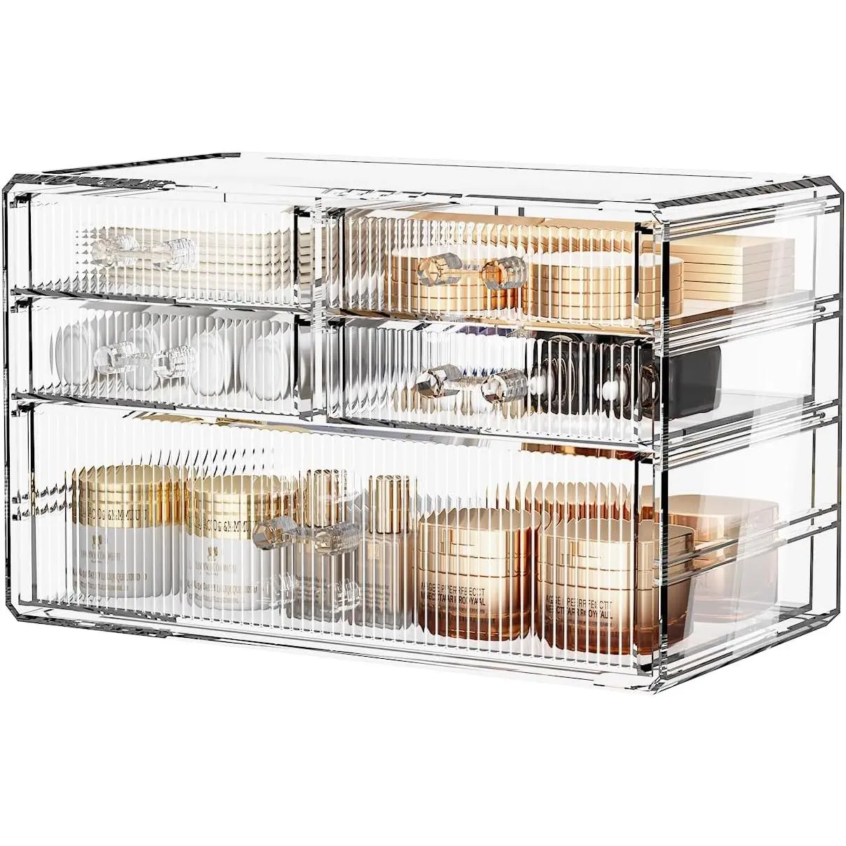 Stackable Storage Drawers,  Bathroom Counter Organizer Clear Makeup Organizers for Vanity, Kitchen Cabinets, Bathroom, Undersink, Home Organization and Storage (5 Drawers,  C)