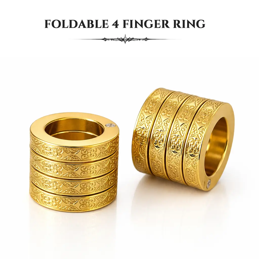 Deformable 4-Band Stainless Steel Ring for Women, Foldable Statement Finger Jewelry for Anxiety and Stress Relief, Rings For Women