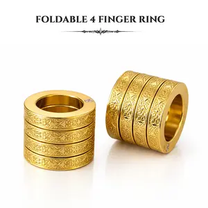 Deformable 4-Band Finger Ring, Foldable Stainless Steel Statement Ring, Easy to Carry Everyday Accessory Gift Idea