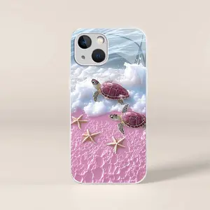 Cute tropical summer vacation phone case, clear coastal island ocean bumper for iPhone 15 — 975