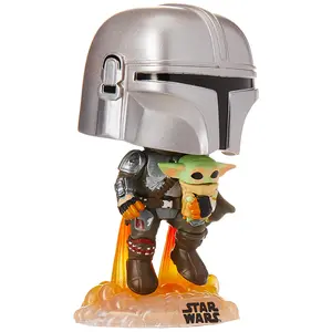 Funko POP! Star Wars: The Mandalorian Mandalorian Flying with The Child