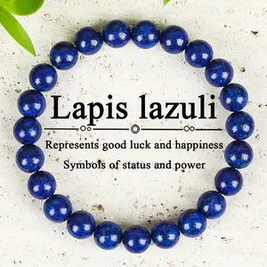 GADASLUY Blue Lapis Lazuli Bracelet Natural Stone Elastic Fit Unisex Daily Wear Jewelry For Women Perfect Gift Represents Good Luck and Happiness