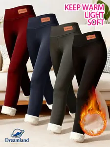 Dreamland 1pcs/4pcs Women'S Autumn And Winter Fleece Warm And Light Friendly Thick Waist Leggings, s And Pants, Elastic Slim Fit And Abdominal Design with Plush Lining, Comfortable Leggings, Versatile Home Pants