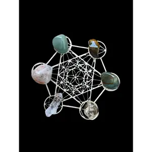7 piece Prosperity Empowerment crystal set with Metatrons Cube Grid