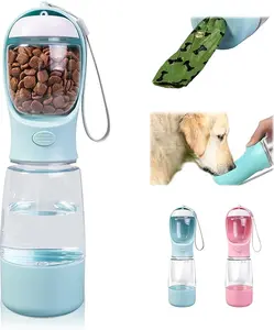 Dog Water Bottle,Portable Pet Water Bottle with Food Container,Outdoor Portable Water Dispenser for Cat,Puppy,Pets for Walking,Hiking,Travel,Puppy Essentials,Dog Stuff