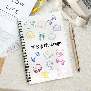 75 Soft Challenge Journal & Planner A5 Soft Challenge Planner Notebook Time Management & Efficiency Improvement Record Book Spiral Weekly and Monthly Calendar Planners Note Book Office Stationery & Supplies