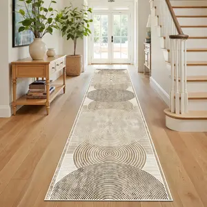 North European Minimalist Geometric Pattern Rug, Vintage Art Abstract Long Strip Carpet, Easy Clean Floor Mat